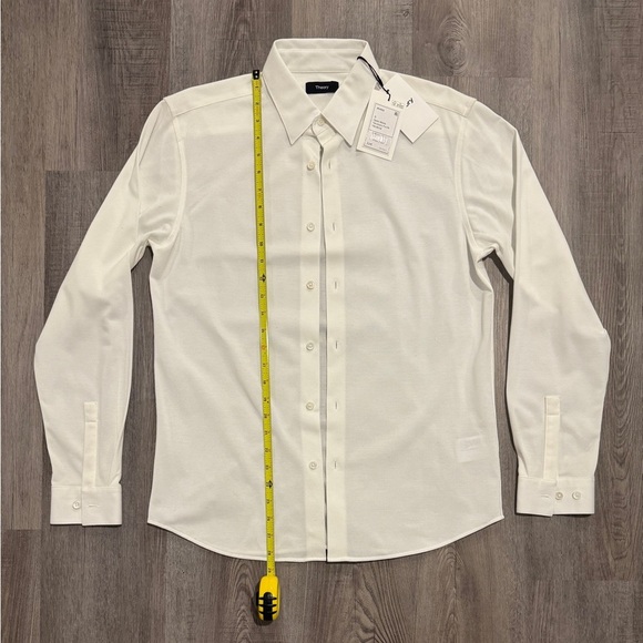NWT Theory Men's Irving Optic White Structure Knit Button Down Dress Shirt - Picture 7 of 8